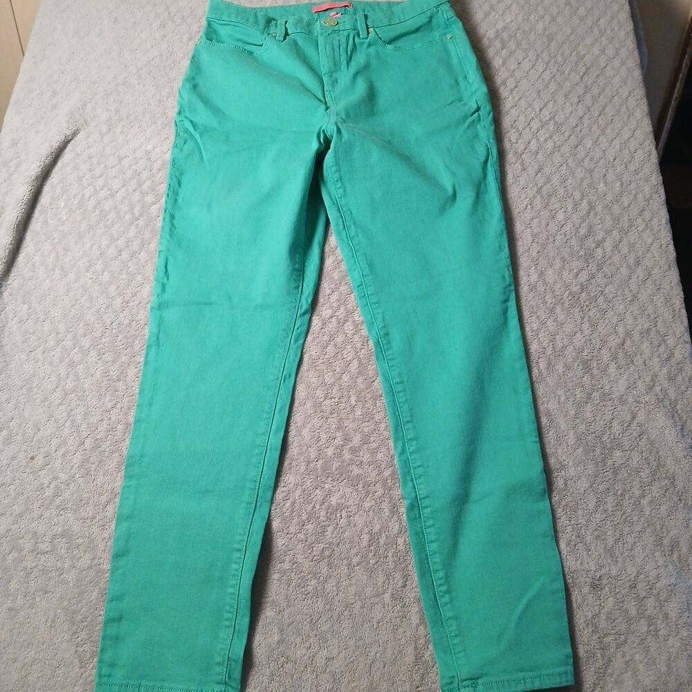 Lilly Pulitzer Size 10 Denim Jeans Bright Green Skinny Ankle